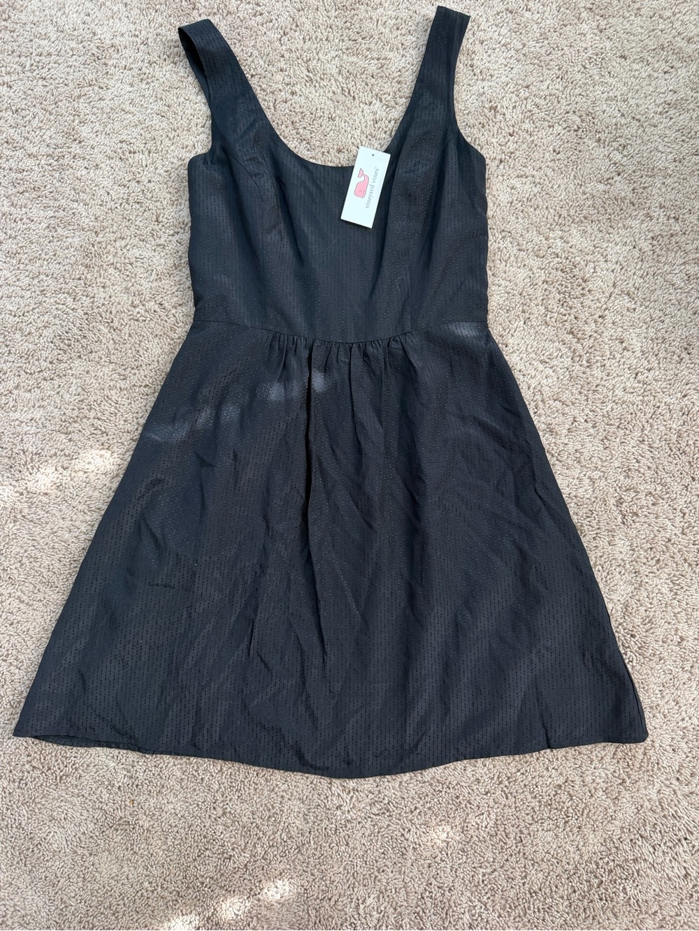 NWT Vineyard Vines Black Sleeveless Scoop Neck Zip Dress Cotton Silk Size 0